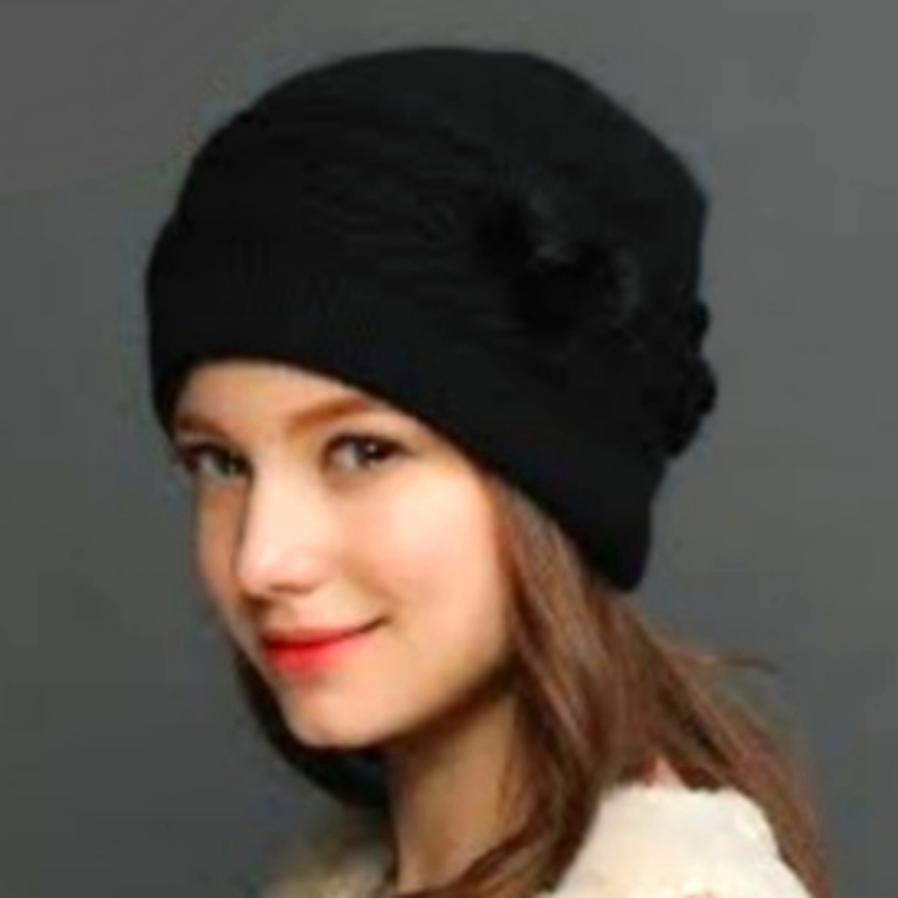 Winter Black Crochet Beanie